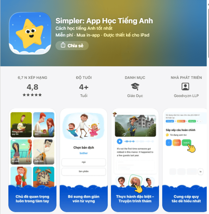 Phần mềm học tiếng Anh Simpler 