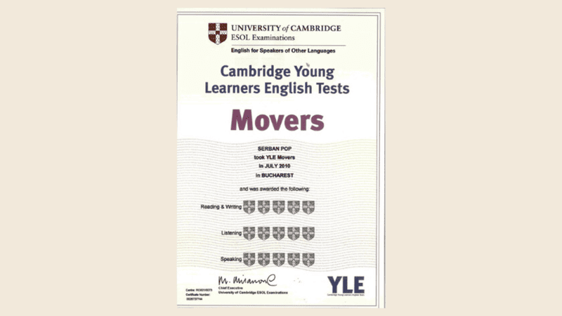 Chứng chỉ Movers