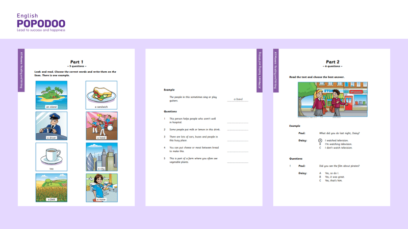 Mẫu phần thi Reading & Writing trong bài thi chứng chỉ Movers