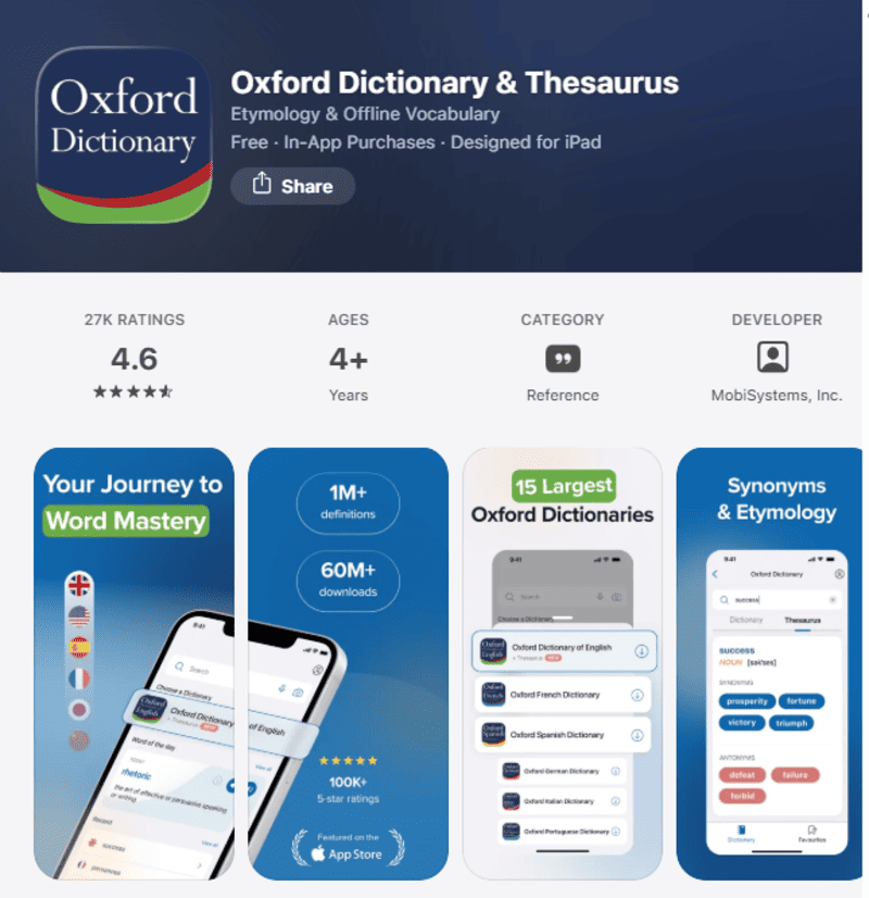 Phần mềm học tiếng Anh Oxford Dictionary