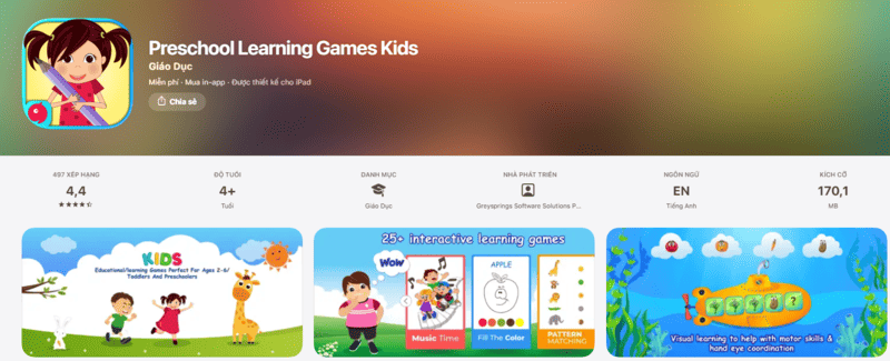 App học tiếng Anh miễn phí cho trẻ em Kids Preschool Learning Game