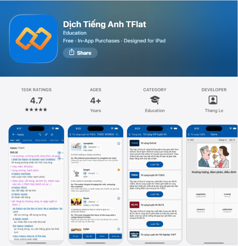 ​​​​​​​Phần mềm học tiếng Anh TFlat 