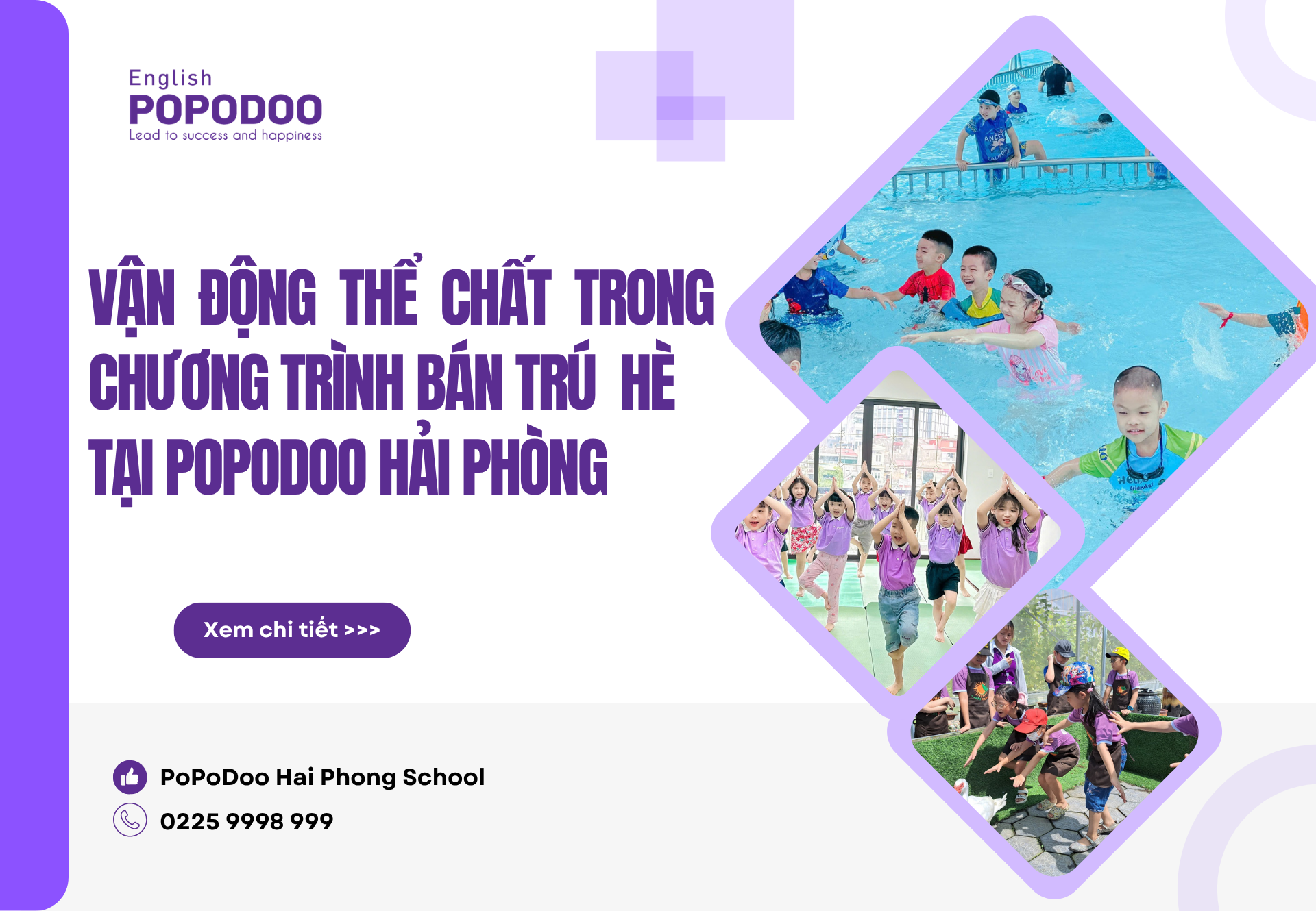 Vận động thể chất trong chương trình Bán trú hè 2026 tại PoPoDoo Hải Phòng