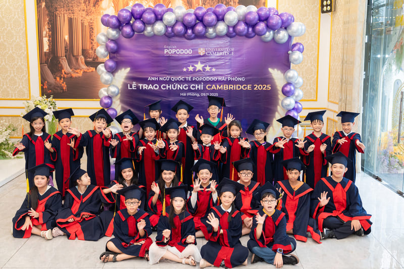 Buổi lễ trao chứng chỉ Cambridge 2025 đánh dấu một cột mốc rực rỡ tại PoPoDoo Hải Phòng